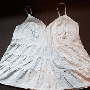 Vintage Tommy Hilfiger Seersucker Blue and White tank top